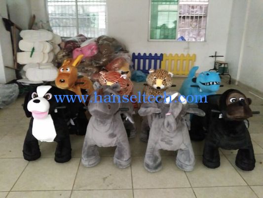 Hansel Best selling Guangzhou Mechanical Animal Ride Plush Toys On Wheels Stuffed Animal Rides fournisseur