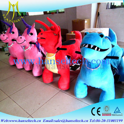 Hansel playground equipment rocking commercial kids rides coin operated dragon ride walking stuffed animal scooter ride fournisseur