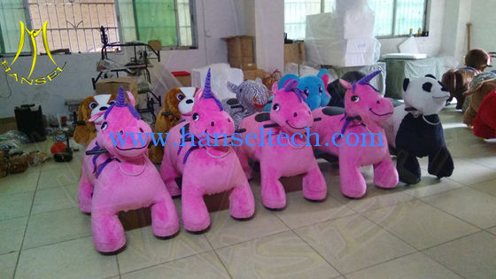 Hansel shopping mall kids coin operated four wheel plush animal bike fournisseur