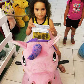 Hansel attractive toys kids unicorn motorized plush animal ride for mall fournisseur