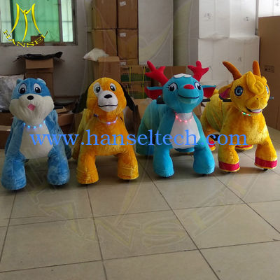 Hansel mall coin electric stuffed kiddy ride on plush motorized riding animals fournisseur